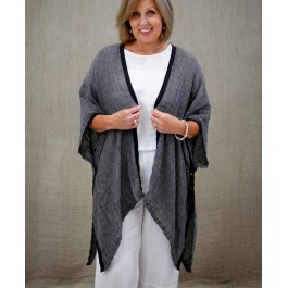 Carmen Linen Cardigan - Black & White