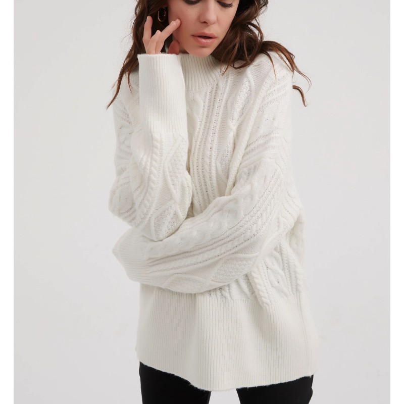 Tirelli - Classic Cable Turtle Neck Knit - IVORY