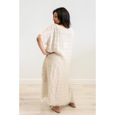 Gemma Fringed Maxi Dress - NATURAL