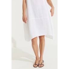 Sara Sleeveless Linen Dress - WHITE