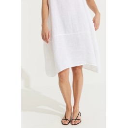 Sara Sleeveless Linen Dress - WHITE