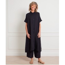 Salomé classic linen shirt dress - FRENCH NAVY