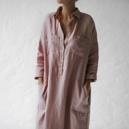 Seaside Tones - Linen shirt dress - DUSTY PINK