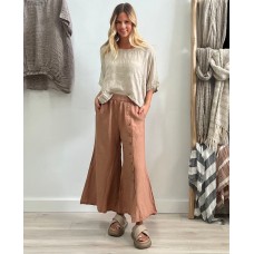 Bruna Button Wide Legged Pants - CLAY