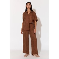 Adorne Stevie Cupro Pant - CHOCOLATE