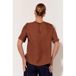 Adorne Arden Cupro Top - CHOCOLATE