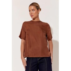 Adorne Arden Cupro Top - CHOCOLATE