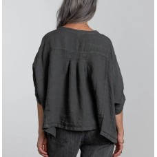 Agathe short sleeve linen top - PETROL