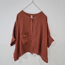 Agathe short sleeve linen top - RUST