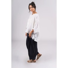 Agathe short sleeve linen top - WHITE