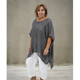 Luna Linen Kaftan Top - Black/White