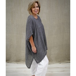 Luna Linen Kaftan Top - Black/White