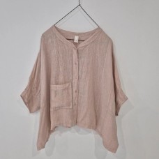 Agathe short sleeve linen top - ROSE