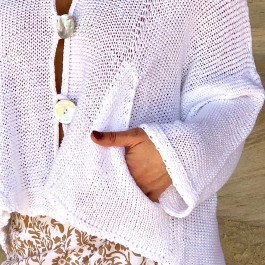 La Luna - Cotton Knit Cardigan - WHITE