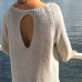 La Luna - Cotton Knit Top/Pullover - Open Back - Mink