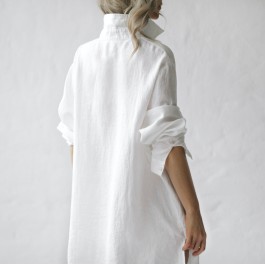 Seaside Tones - Linen Boyfriend Shirt - WHITE